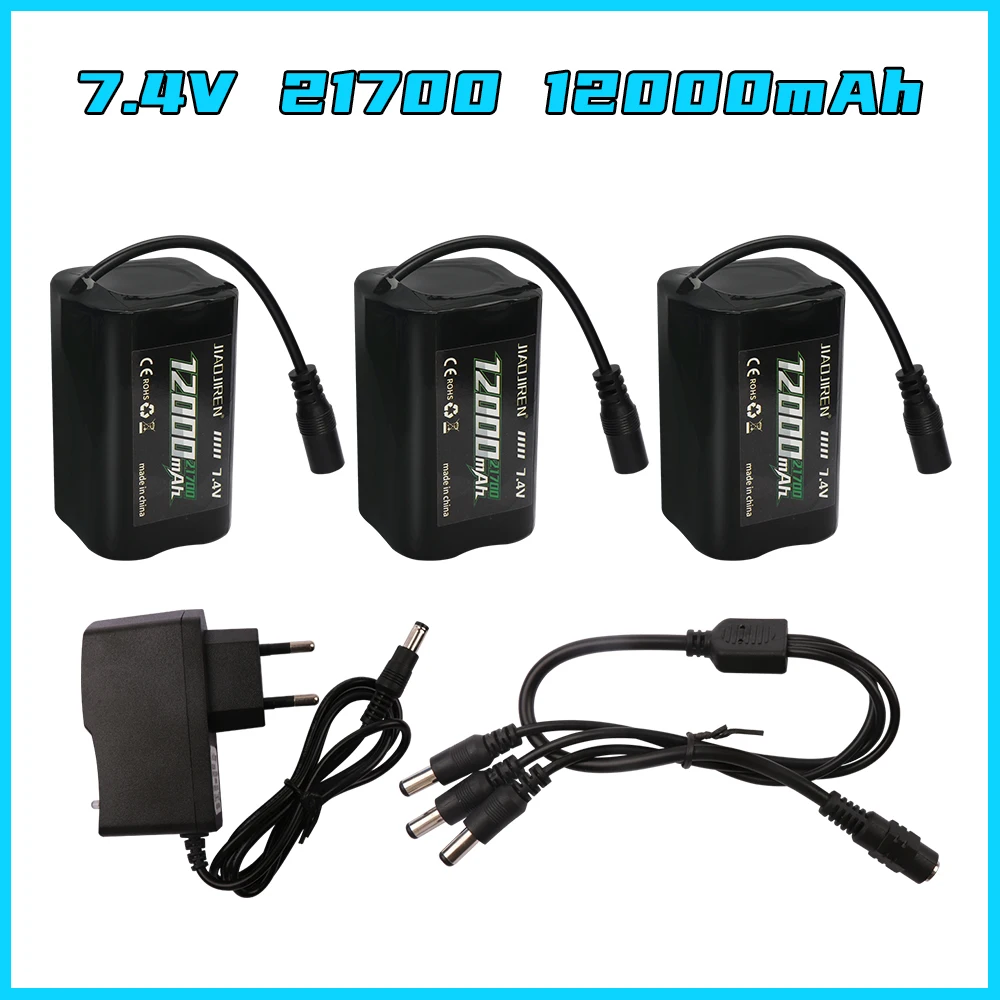 21700  For T188 T888 2011-5 V007 C18 H18 So on Remote Control Fishing Bait Boat Ship Parts, 7.4V 12000mAh RC Boats Battery