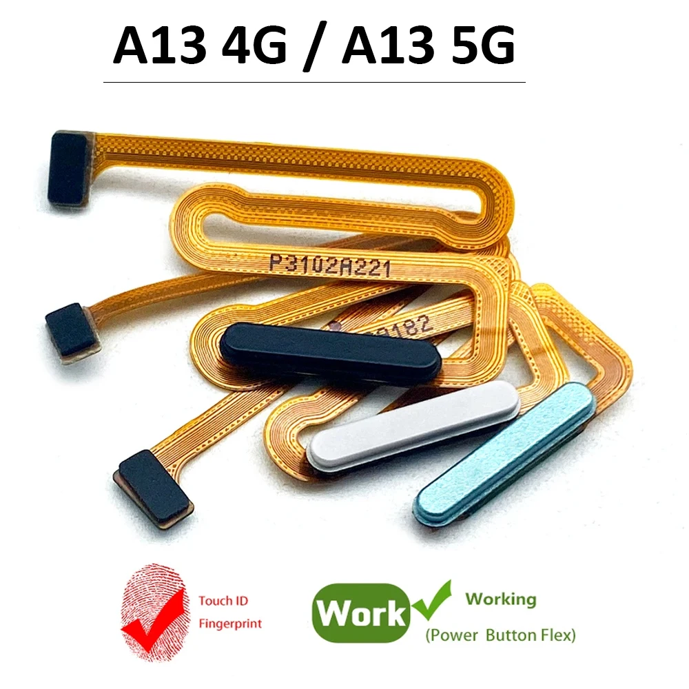 New For Samsung A13 4G A135F / A13 5G A136B / A23 4G 5G Home Button Fingerprint Sensor Flex With Power Key Button Flex Cable