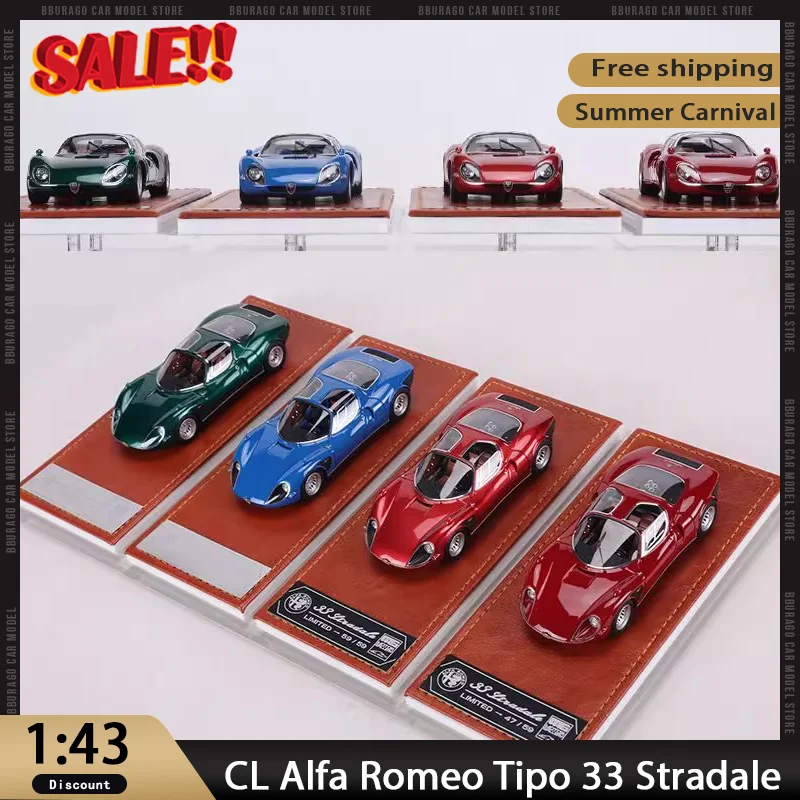 

Cars Lounge CL 1:43 Alfa Romeo Tipo 33 Stradale Style Model Classic Vintage Race Car Diecast Resin Toy Collection For Display