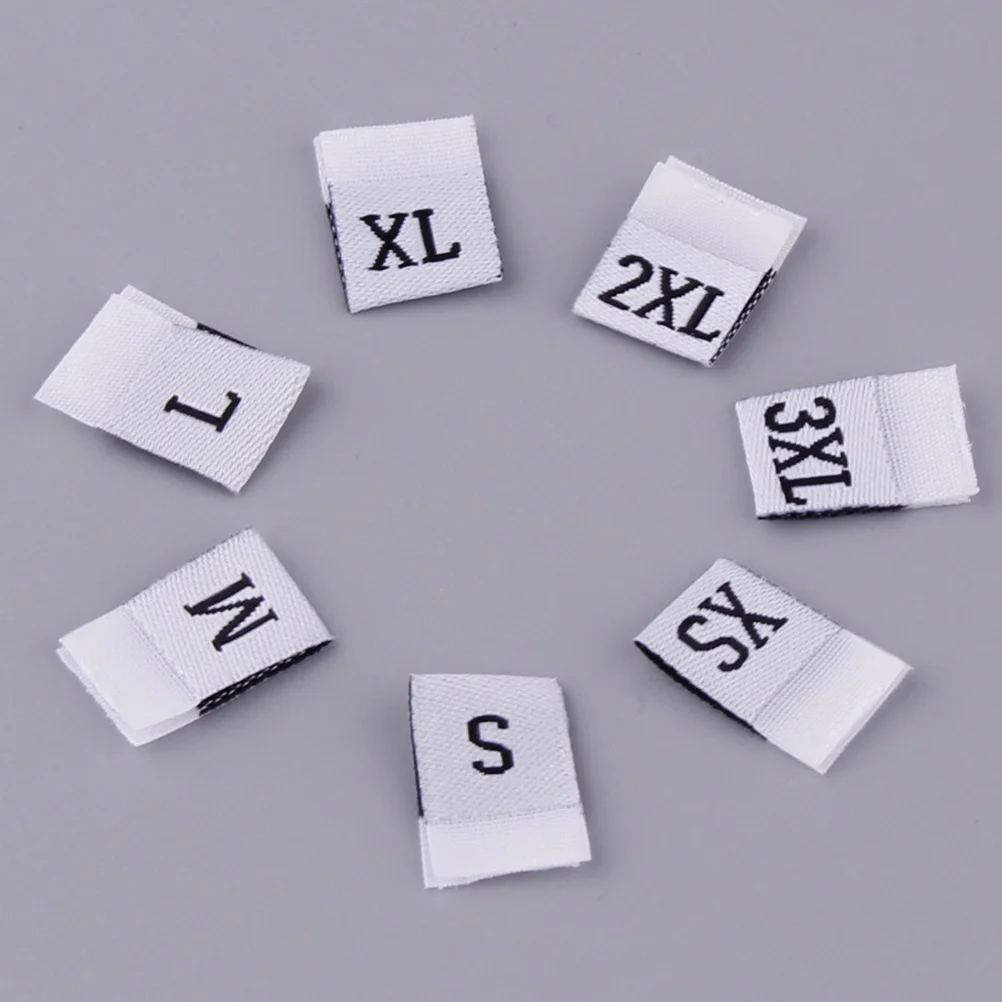 

400pcs Size Labels Folded Cloth Tags For Garments Clothing Woven Mark Durable Ironed Lightweight Storage Organization White