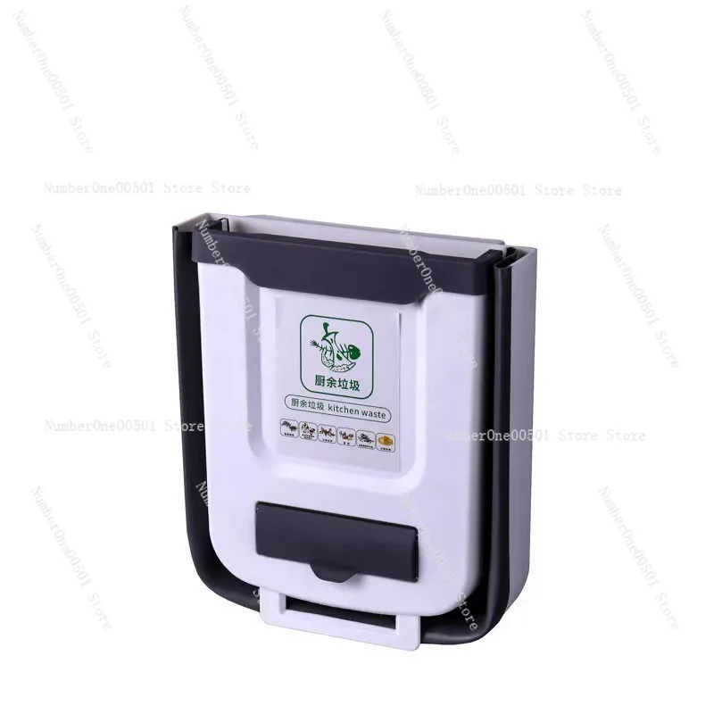 Foldable Wall Mounted Kitchen Trash Can Hanging On Cabinet Door Large Capacity Waste Bin Creative Sorting Dustbin