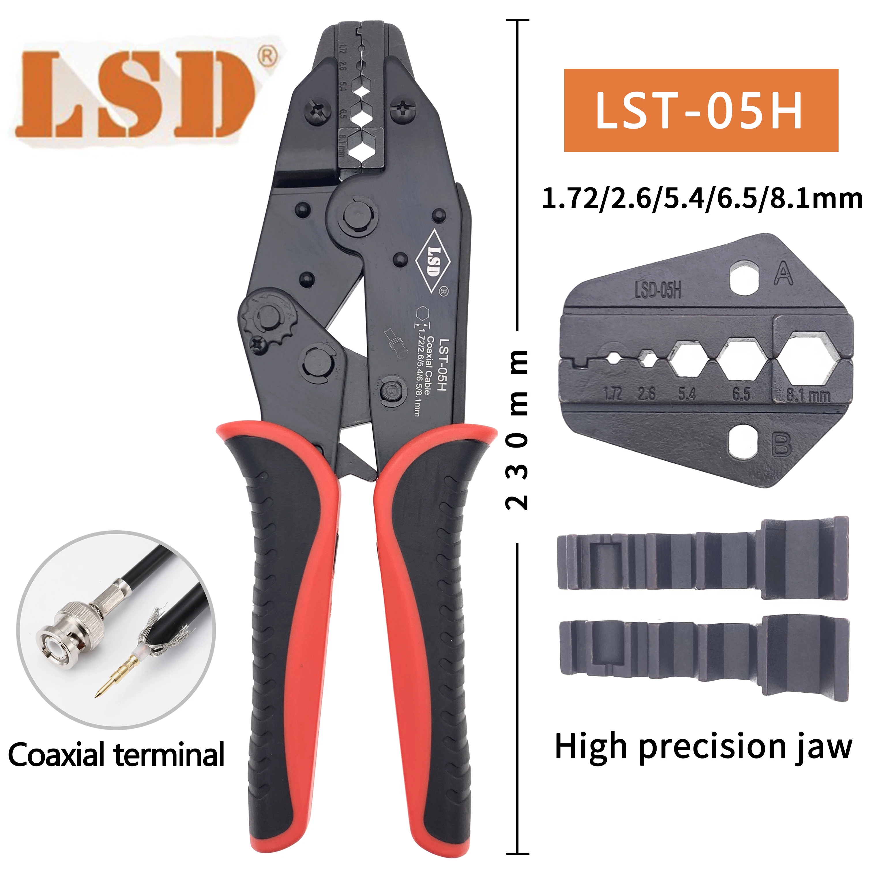 LSD Coaxial wire and cable hexagon terminal crimping pliers, diameter 1.0-11mm surveillance video terminal pliers