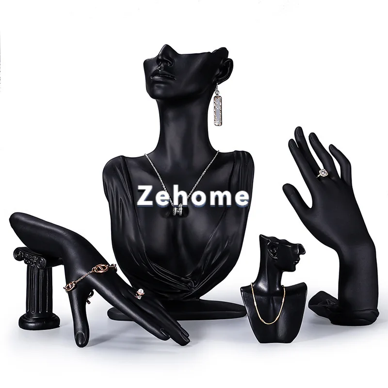 Jewelry Mannequin Bust Display Stand Necklace Earring Ring Bracelet Holder Storage Organizer