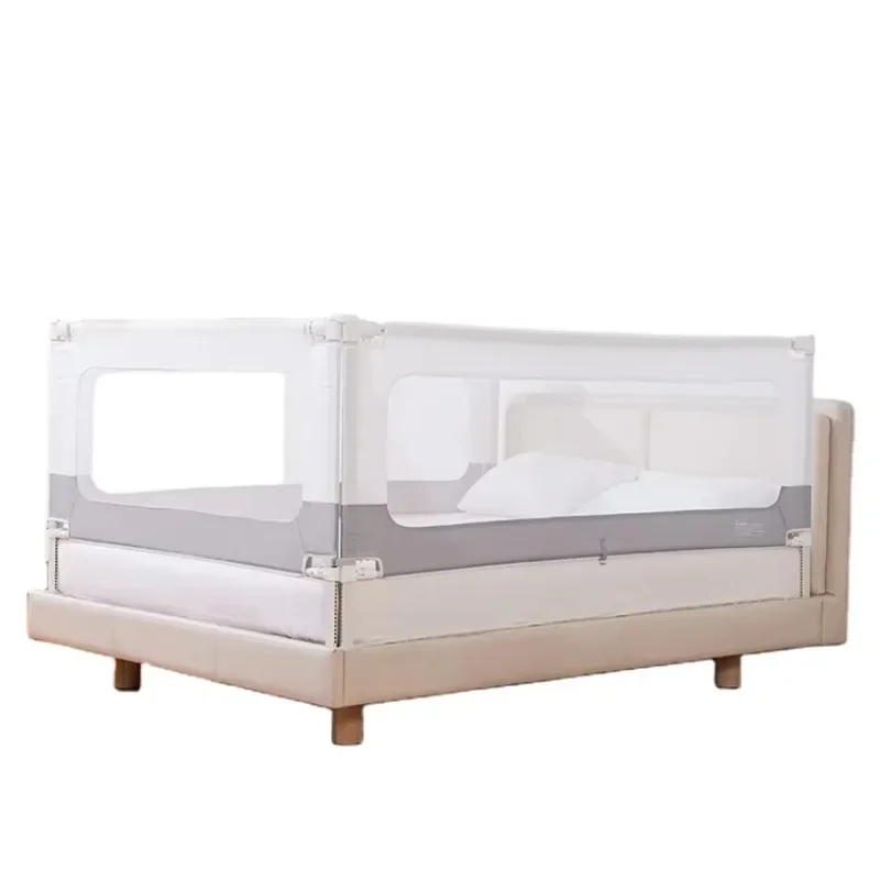 

Breathable queen bed folding safety frame protects crib railing