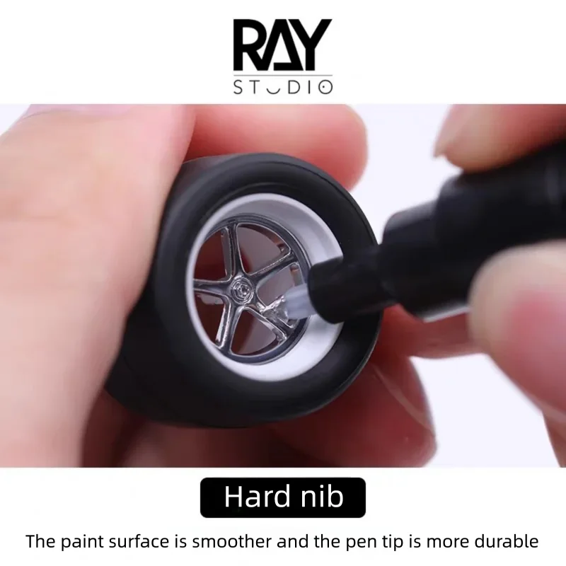 Ray Studio Electroplated Metallic Silver Color Marker Flat/Pointed Tip for Model Coloring / Erasing Marker Pen