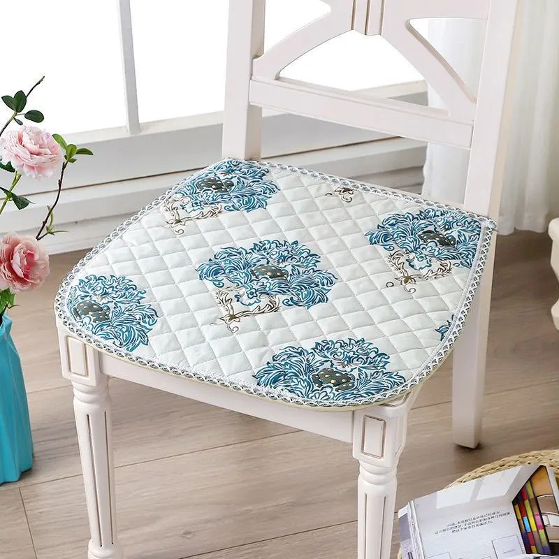Creative Horseshoe Shaped Dining Chair Anti Slip Pads Four Season Universal Home Cushion Fresh Floral Pattern Thin Seat Mats