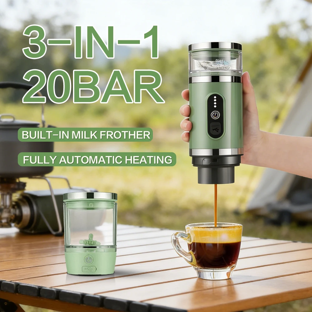 

20Bar High Pressure Extraction Multifunctional3in1Capsule Coffee Machine with Built-in Milk Frother Portable Drip Coffee Machine