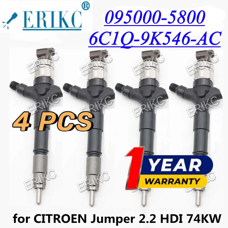 

4 PCS 095000-5800 095000-5801 Automotive Parts 1378432 Diesel Injector 6C1Q-9K546-AC FOR CITROEN Jumper 2.2 HDI 74KW