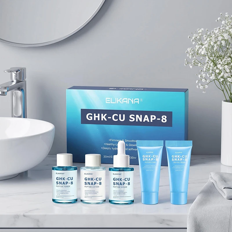 GHK-CU Peptide Skin Care Set Toner Lotion Serum Foam Cream Multi Effect Repair Deep Moisturizing Firming Smoothing Skincare Kit