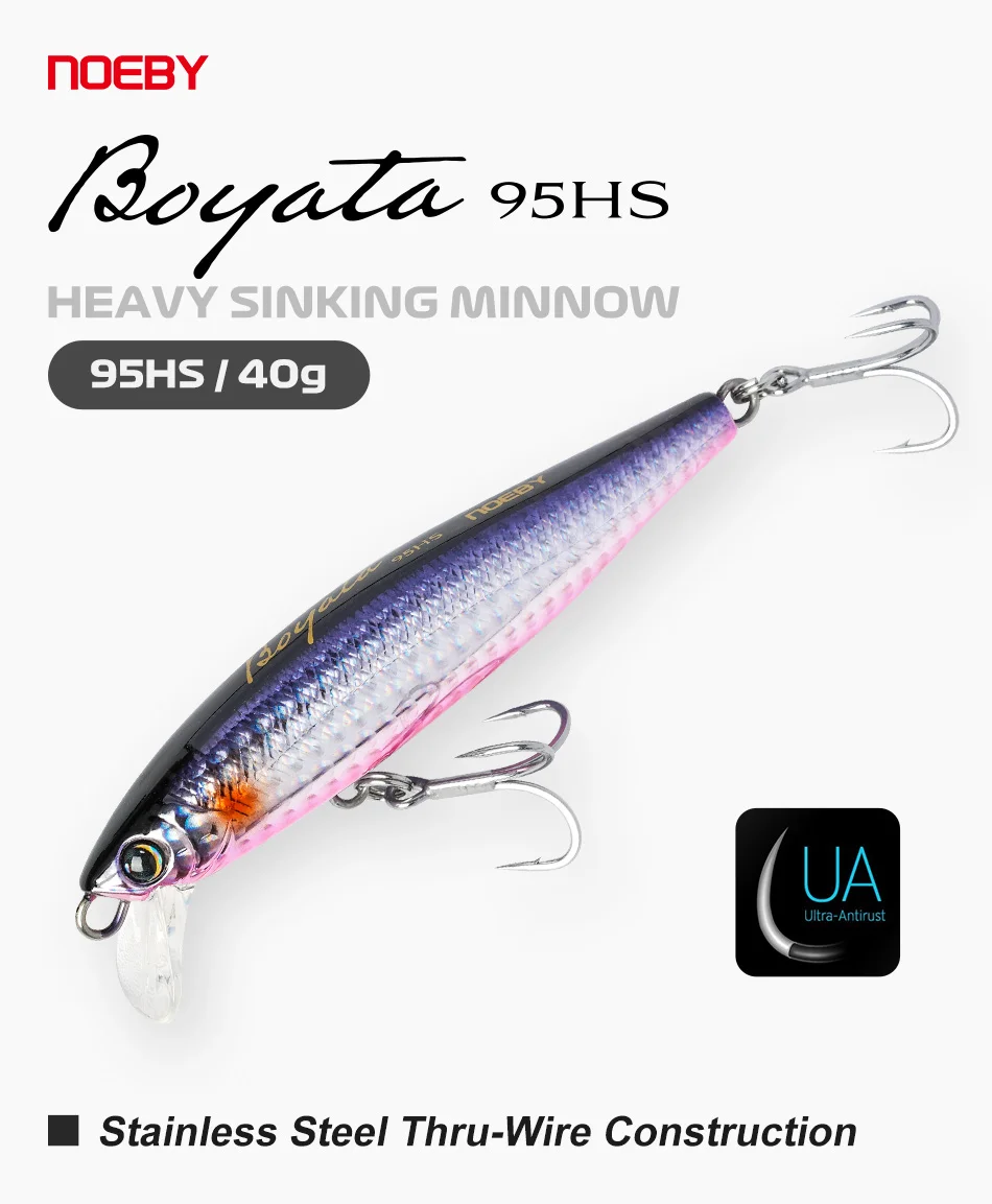 NOEBY Boyata Heavy Sinking Minnow 95HS 95mm 42g Weitwurf-Salzwasser-Jerkbait für Gelbschwanz-Thunfisch und Großwildfischerei – Detail 2