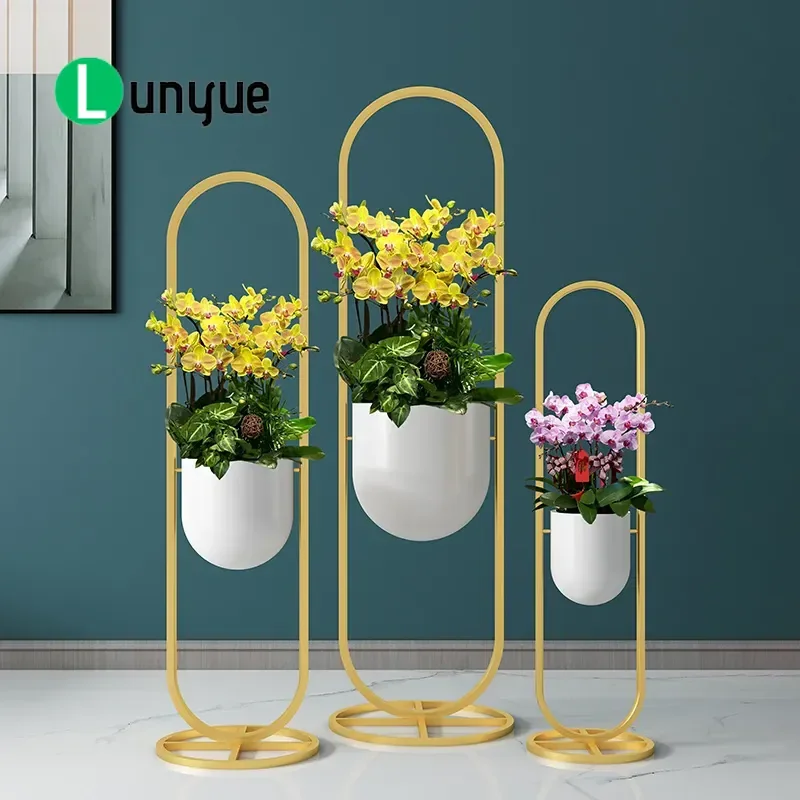 Nordic Wrought Iron Plant Stand Simple Modern Indoor Living Room Balcony Flower Pot Holder High Foot Floor Landscape Display