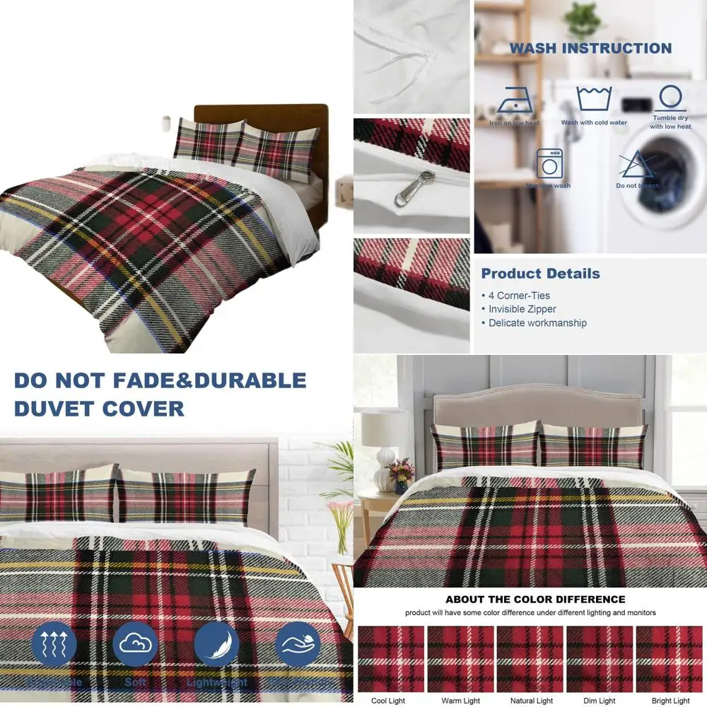 

Зеленый клетчатый комплект пододеяльников из шерсти, полноразмерное постельное белье из трех предметов с мягким пушистым квадратным узором для нового использования