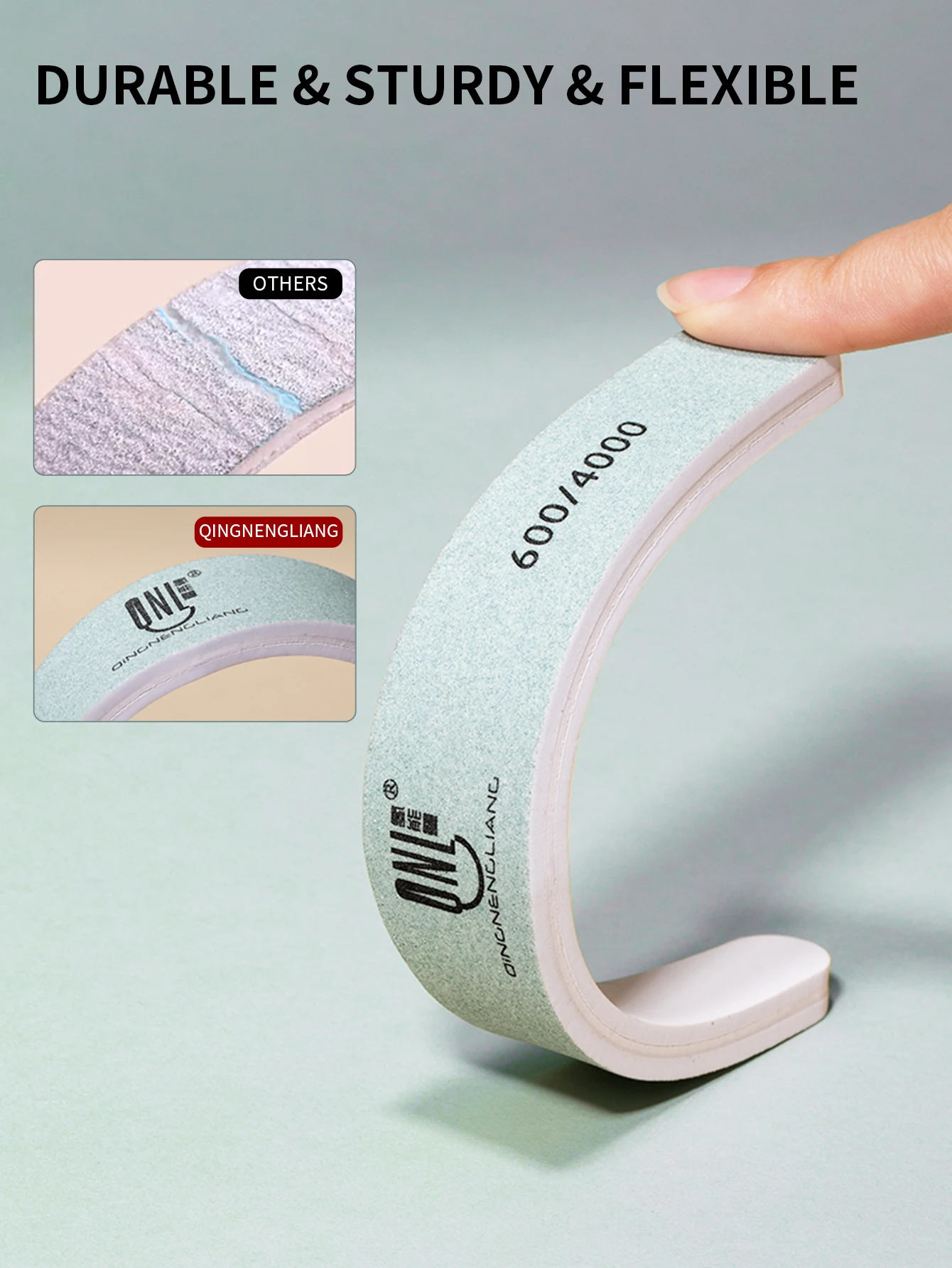 RS 1/5/10 قطعة مبرد أظافر الملفات قطاع 600/4000 حصى الرملي تلميع طحن مانيكير تألق الإسفنج التلميع القضبان مسمار أدوات الرسم