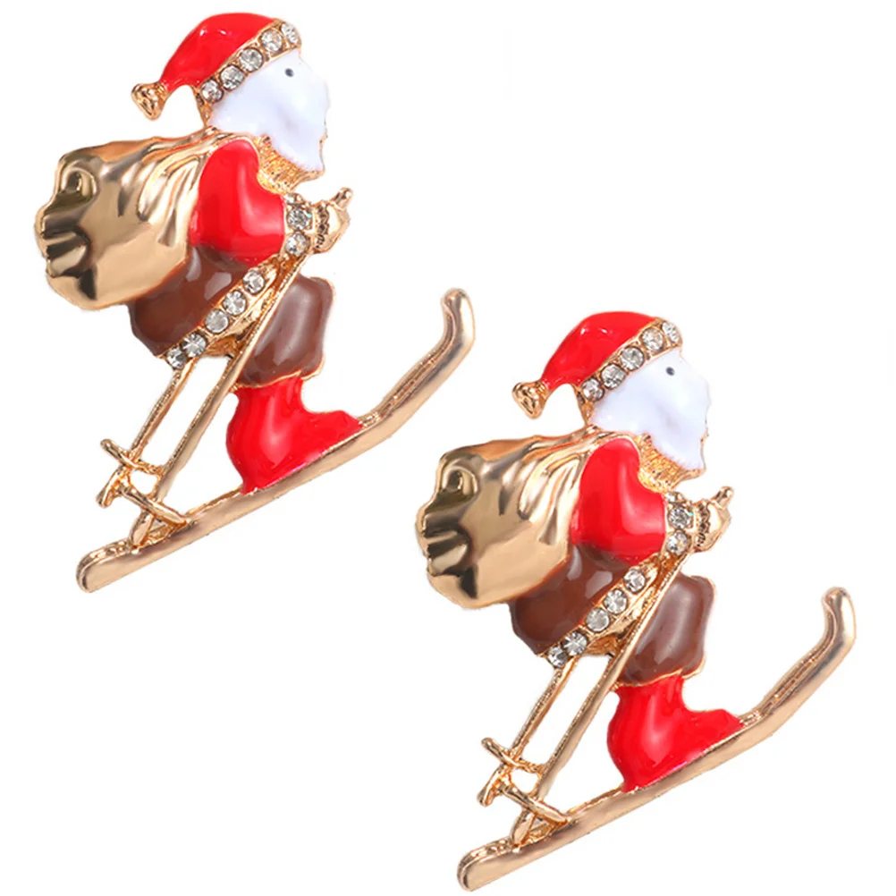

2Pcs Santa Brooch Pin Christmas Decoration Lovely Xmas Lapel Pin Festive Brooch for Sweater Coat Xmas Accessories