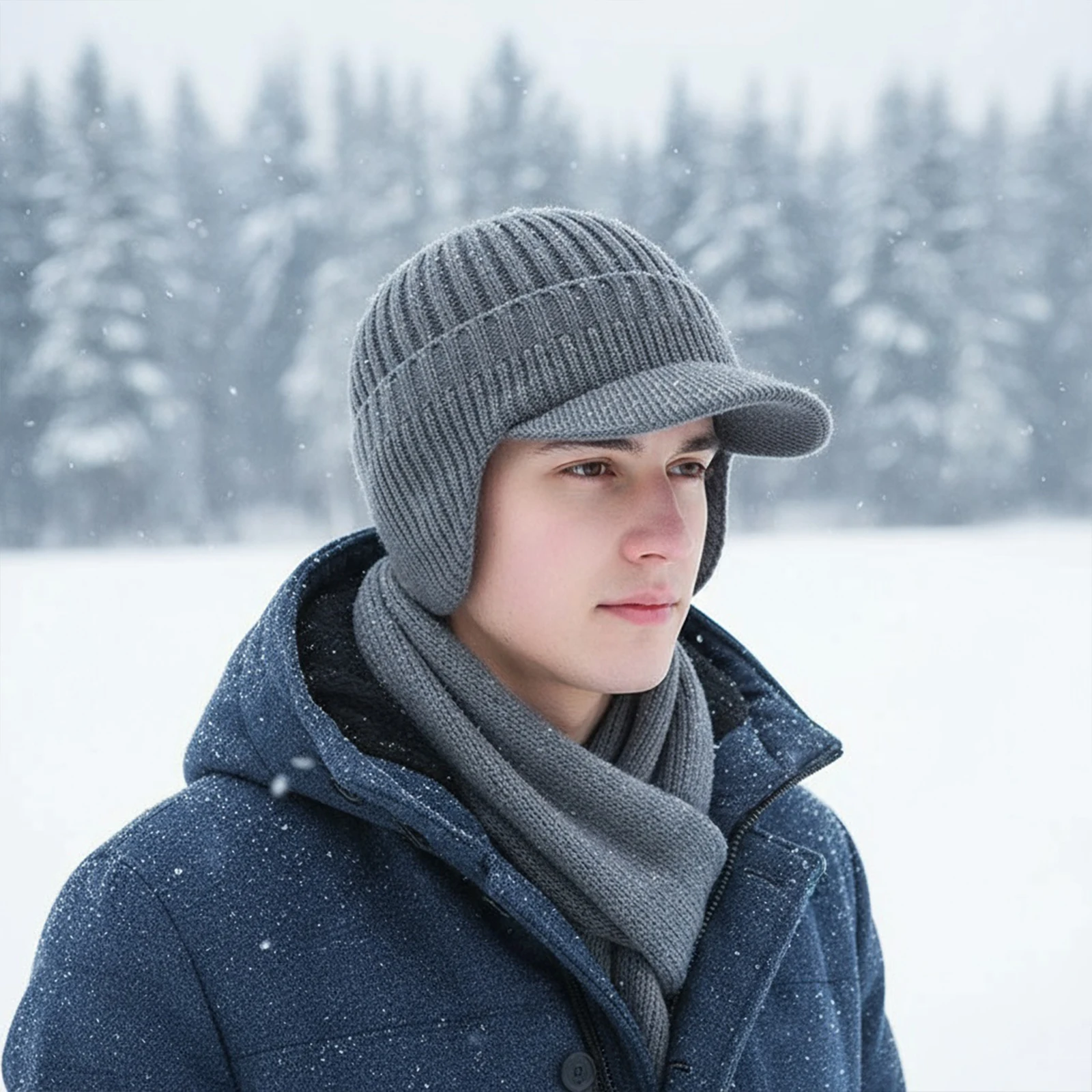 Warm Earflap Hat for Men Women Winter Knit Ear Protection Cap Outdoor Keep Warm Windproof Cycling Motorcycle Bomber Hats