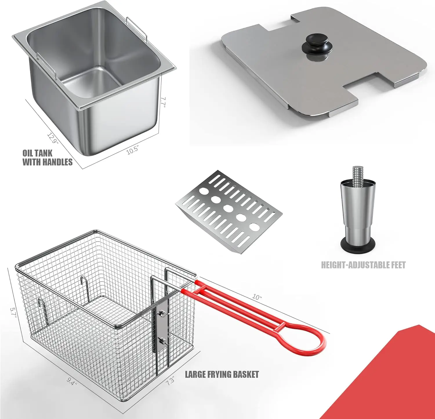 Fritteusen Kommerzielle Fritteuse 12 l x 2 große elektrische Arbeitsplattenfritteuse mit zwei Tanks für Restaurants mit 2 Frittierkörben und Deckel