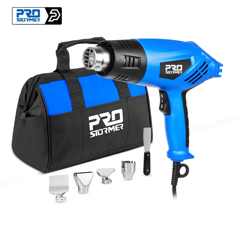 220V Heat Gun 2000W Electric Hot Air Gun Variable 2 Temperatures Industrial Power Tool with Four Nozzle Attachment by PROSTORMER