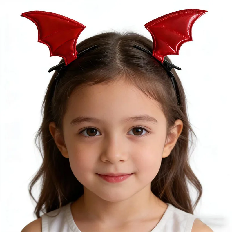Halloween Bat Wings Headband Hair Clip Set 4 Colors Devil Wing Hair Hoop Kids Cosplay Party Costume Accessory view 2