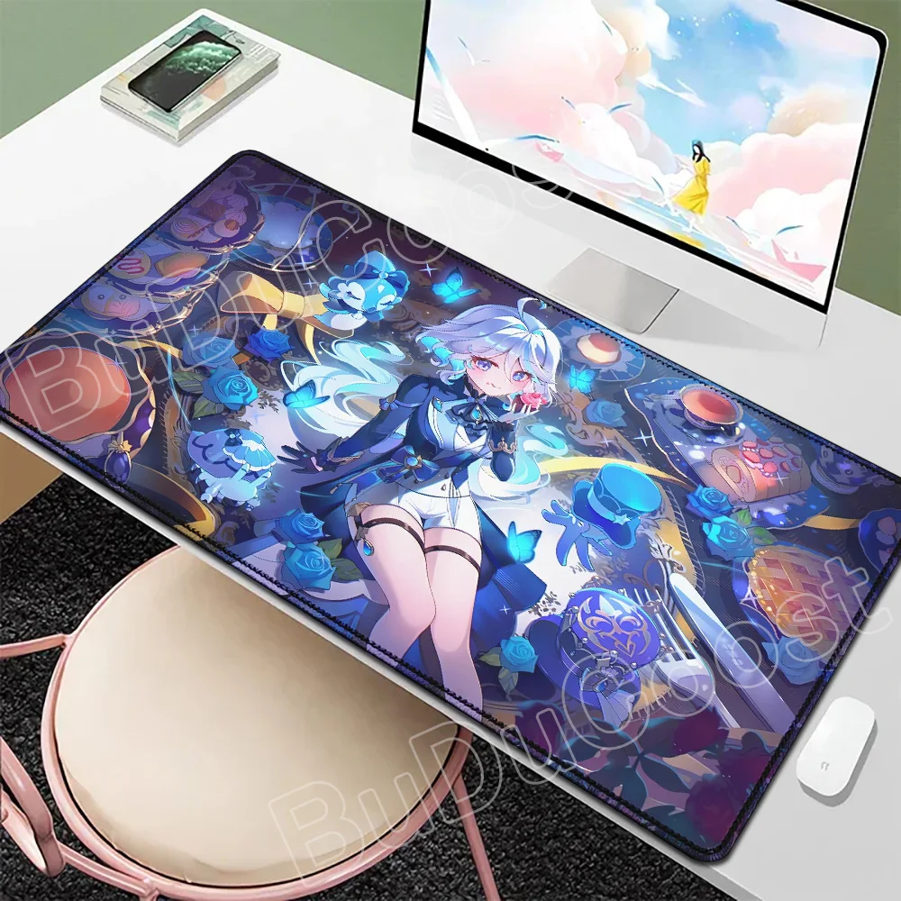 New Arrival Anime Girl Furina Mouse Pad XL Genshin Impact Kawaii Mousepad Large Game Mouse Pad Keyboard Rubber Non-slip Desk Mat