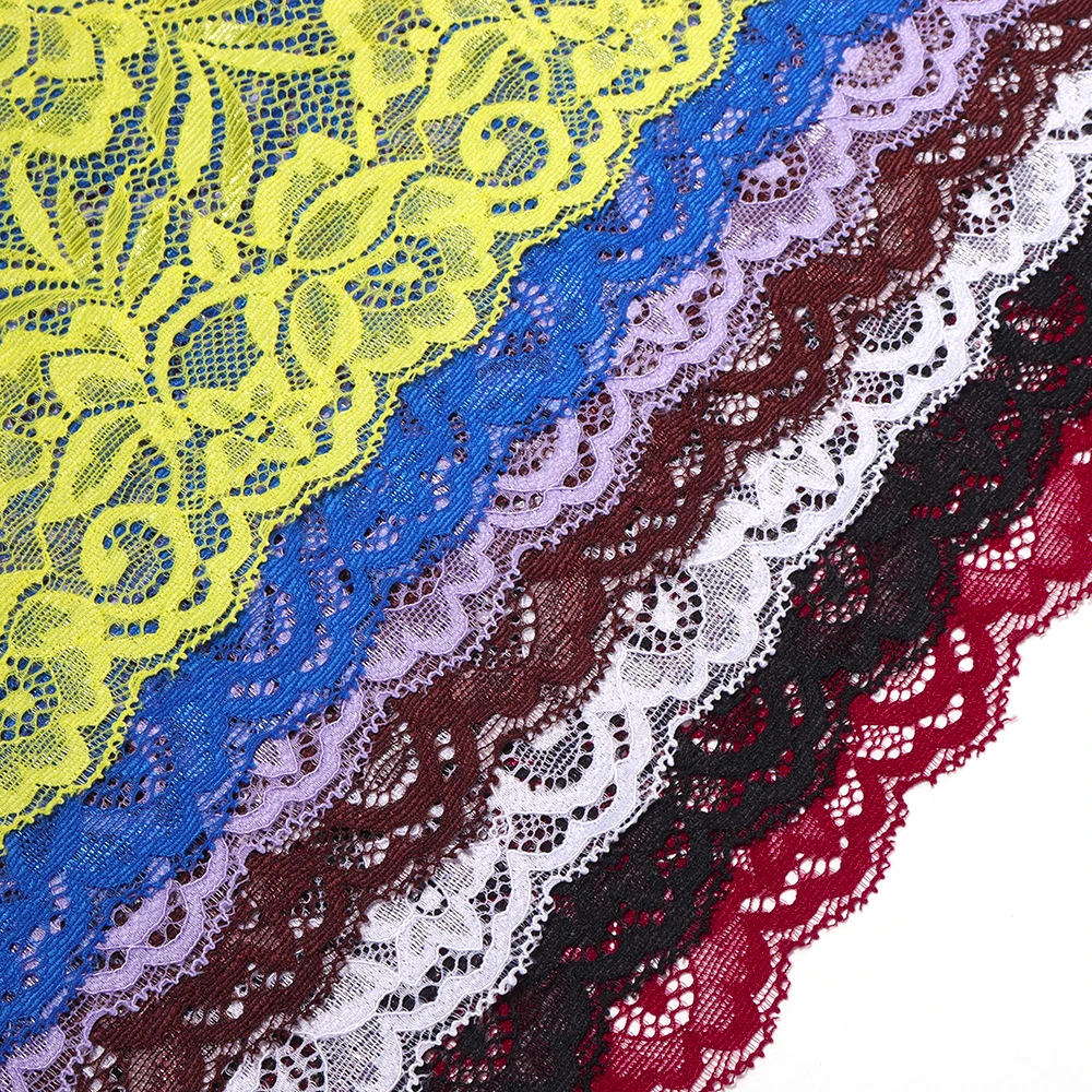 1,5 Yards 15 cm Buntes, elastisches, dehnbares Spitzenband mit hohlem Blumenmuster, Spitzenbesatz zum Nähen von Brautkleidern und DIY-Kopfschmuck – Detail 5