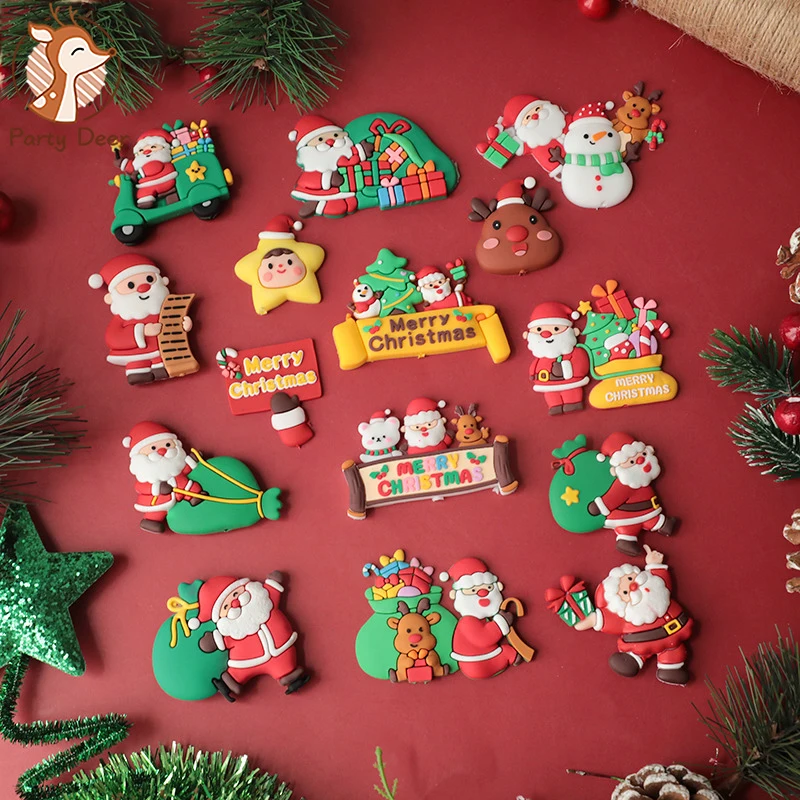 10pc Merry Christmas Cake Decorations Santa Claus Beer Cake Toppers for Happy New Year Cupcake Decorations Toppers Baking Gifts