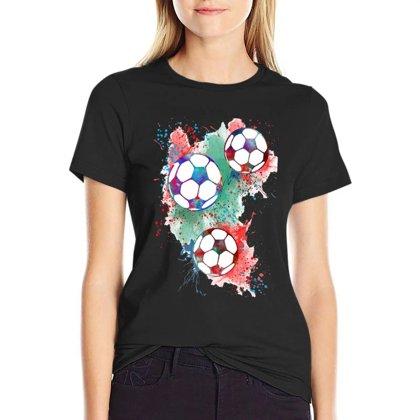 

Soccer ball T-Shirt graphics Blouse workout shirts for Women