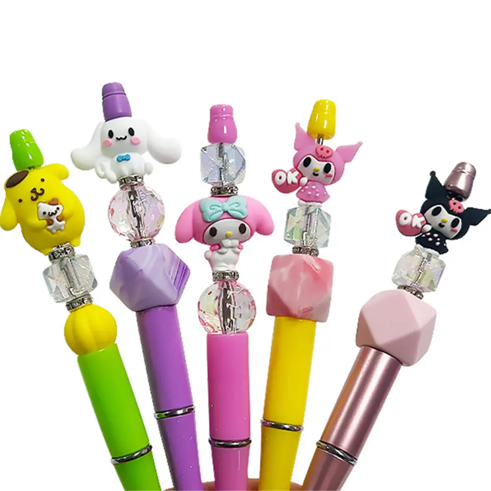 5pcs Kuromi Melody Cinnamoroll 3D focal Silicone beads Teether Jewelry Beads Food Grade For pen Pacifier Chain