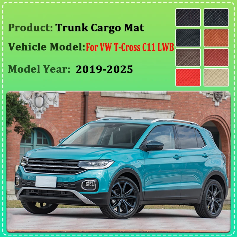 Car Trunk Pad For Volkswagen VW T-Cross Accessories 2023 C11 R-Line LWB 2019-2024 Trunk Mat Cargo Area Floor Tray Liner Car Part