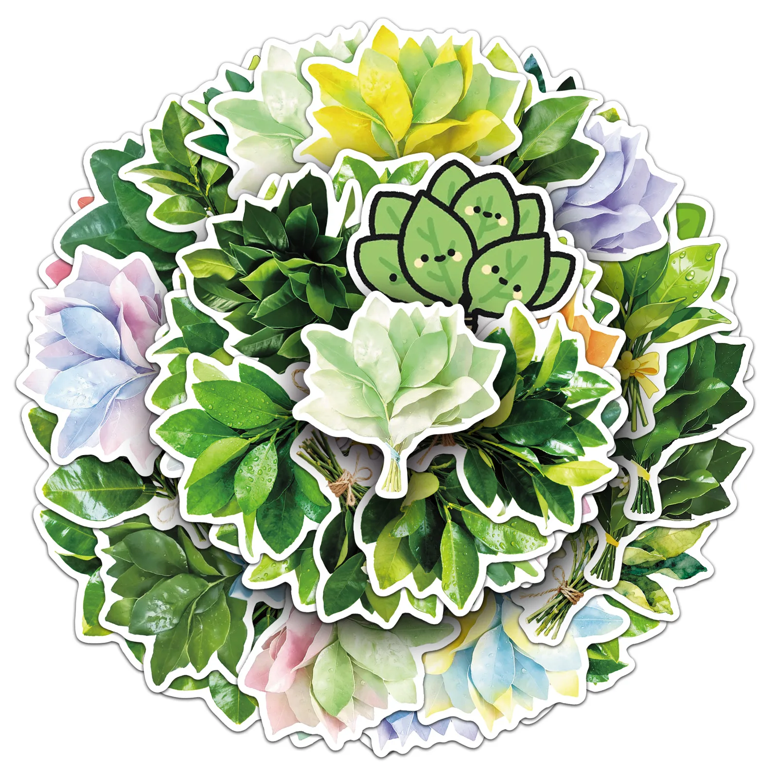 

50PCS Grapefruit Leaf Stickers Cartoon Plant Graffiti DIY Decorative Phone Case Guitar Luggage iPad Waterproof Stickers Kids Toy