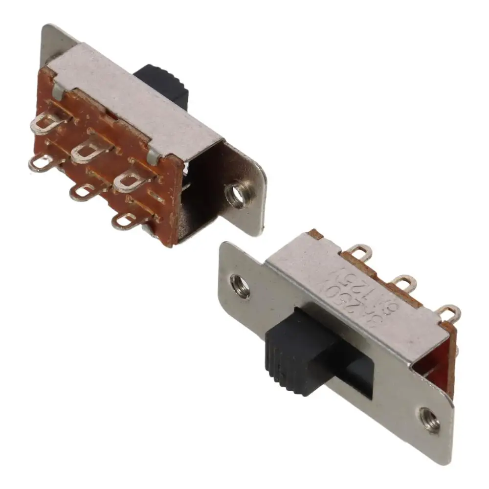 5pcs 6 Pin 3 Position Micro Mini Toggle Switch Panel Mount 6A/125V 3A/250V AC Slide Switches SS-23F19G5 5mm Vertical Latching