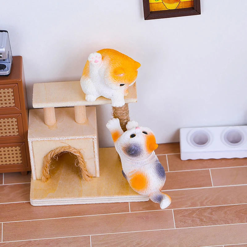 Mini Resin Cat Statue Model Cute Cartoon Animal Kitten Model Toys Micro Landscape Decoration For Home Desktop Ornaments Gifts