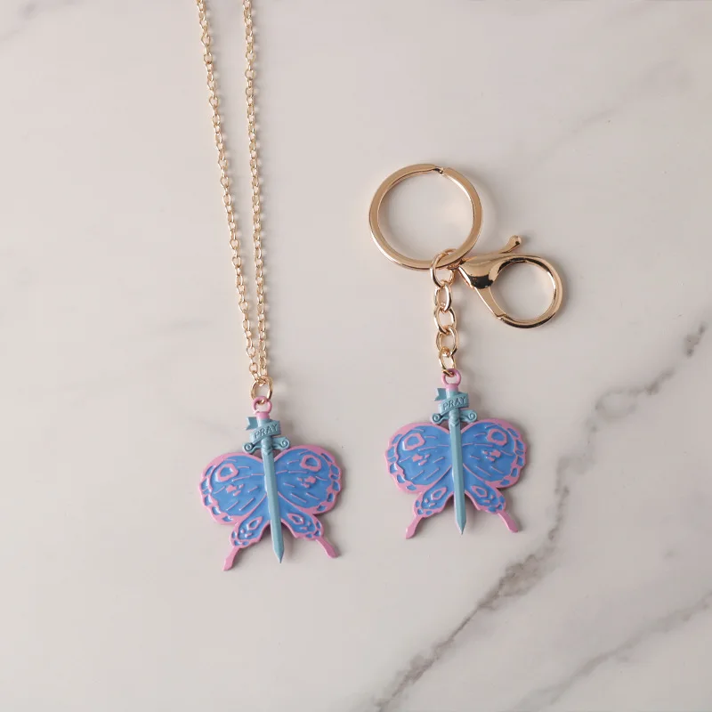 Killer Queen Popular Anime Peripheral Butterfly Keychain Necklace Jewelry Accessories Fashion Decoration Cosplay Costumes Props