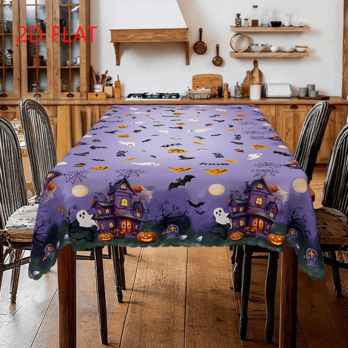 Tablecloth is suitable for Halloween-themed banquets and gatherings with festive atmosphere.zyc