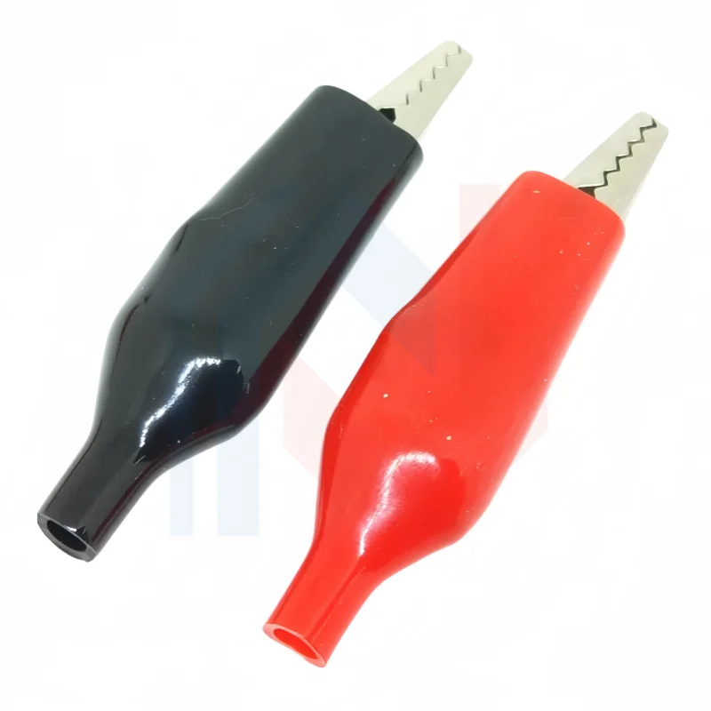 Crocodile Type Clip 28MM Black Red Blue Black Yellow Soft Plastic Coated Testing Probe Mini Alligator Test Clips