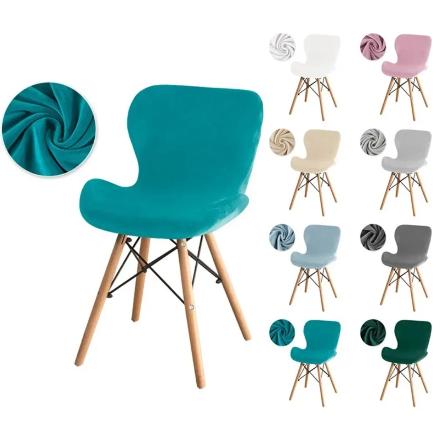 Upgrade your home decor with this luxurious Plush Velvet Curved Ant Design Chair Cover Set. Transform your dining chairs, stools