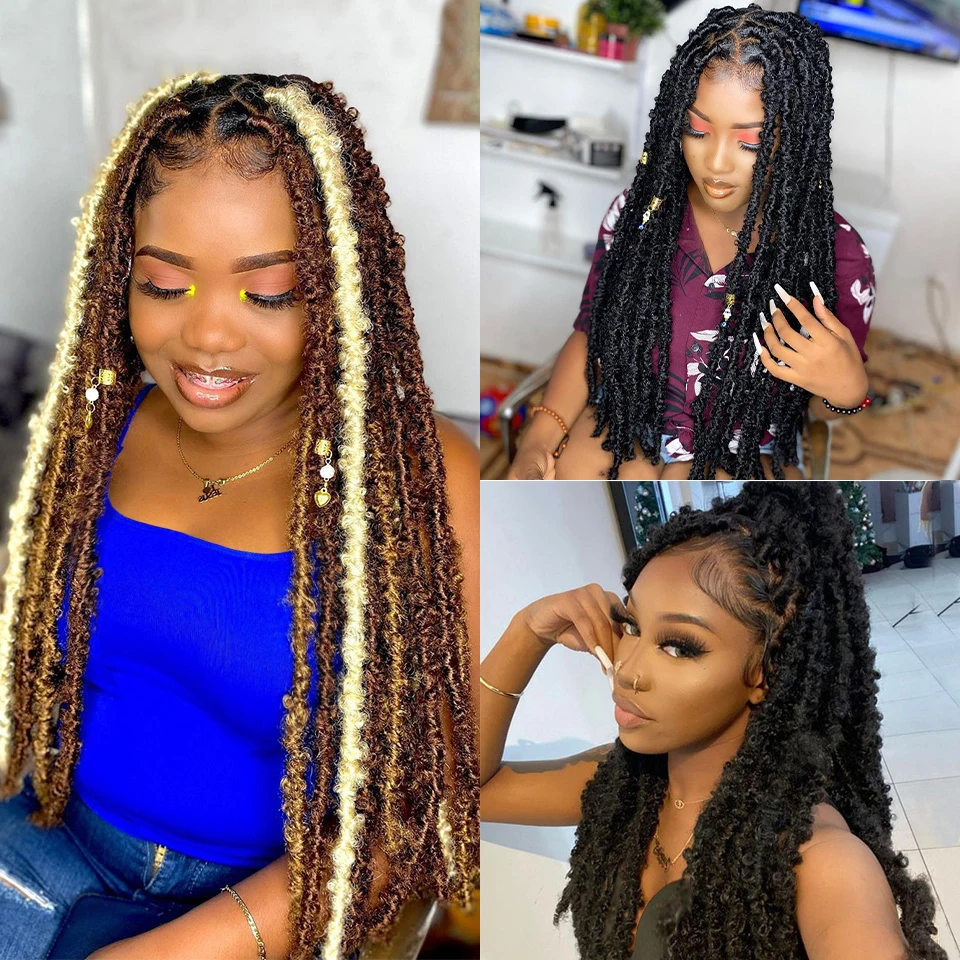 Vlinder Locs Gehaakt Haar Dreadlocks Meche Faux Lokken Gehaakt Haar Vlechten Extensions Zachte Lokken Krullend Vlecht Synthetisch Haar