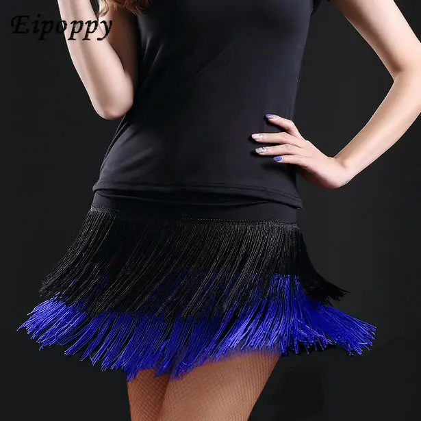 이중 레이어 술 라틴 댄스 스커트, 원피스 댄스 연습 스커트, 공연 스커트