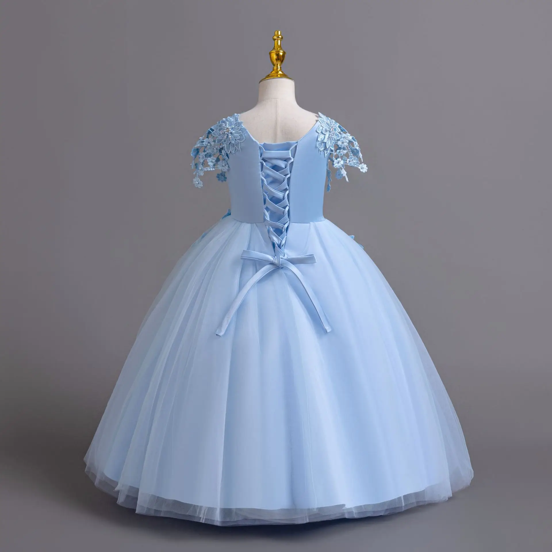 Hochwertiges, elegantes Partykleid für Mädchen, ärmellos, mit Perlen besetzt, Blumenmädchenkleid, formelles Ballkleid für Kinder, für Hochzeit, Geburtstag, Schönheitswettbewerb – Detail 10