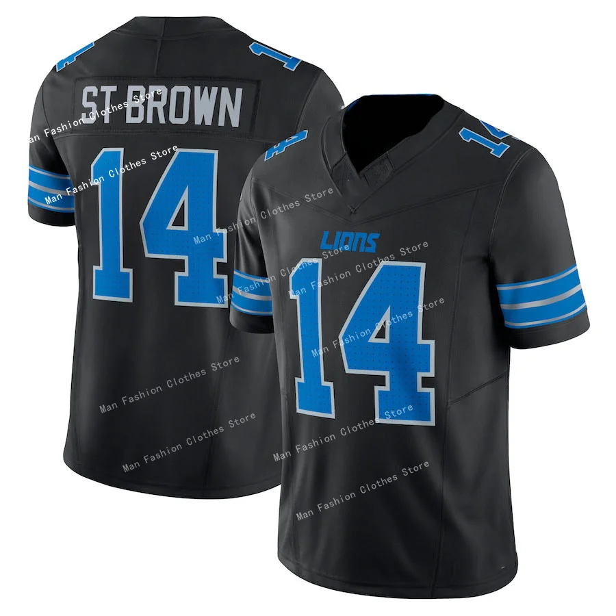 New Arriavl Summer Men T-shirt Amon Ra St. Brown Detroit Lion No.14 Quick Drying Women Men T-Shirt Adult/ KID Jersey Kit Top