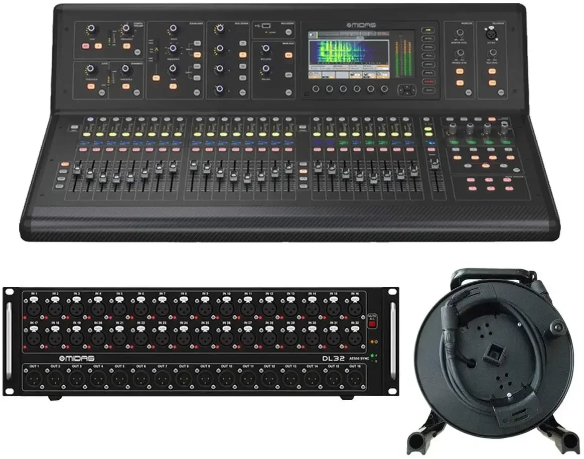 WINTER G ขายส่วนลดคุณภาพ Midas M32R Live Digital Mixer + DL32 Stage Box + 150' Cat5 สายเคเบิลเครือข่าย Spool