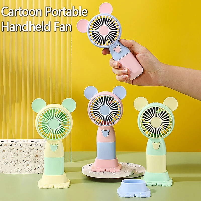 Cute USB Mini Fan Portable Handheld Fan Rechargeable Mini Handy Fan Pocket Size Low Noise Small Electric Fan Student Dormitory