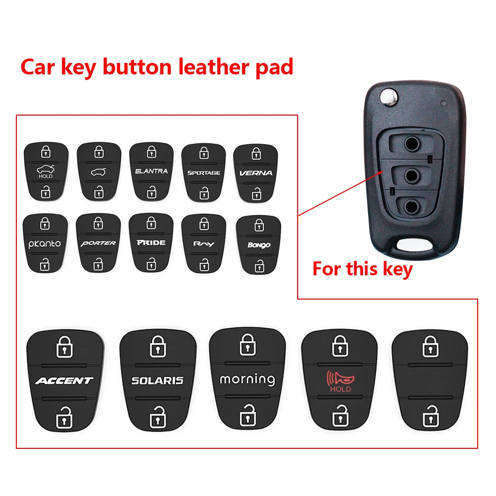 Car Key Rubber Buttons Pad for Hyundai/kia Porter Verna Bongo Solaris Accent Sportage Rio Morning Picanto K2 K5 I20 Ceed Elantra