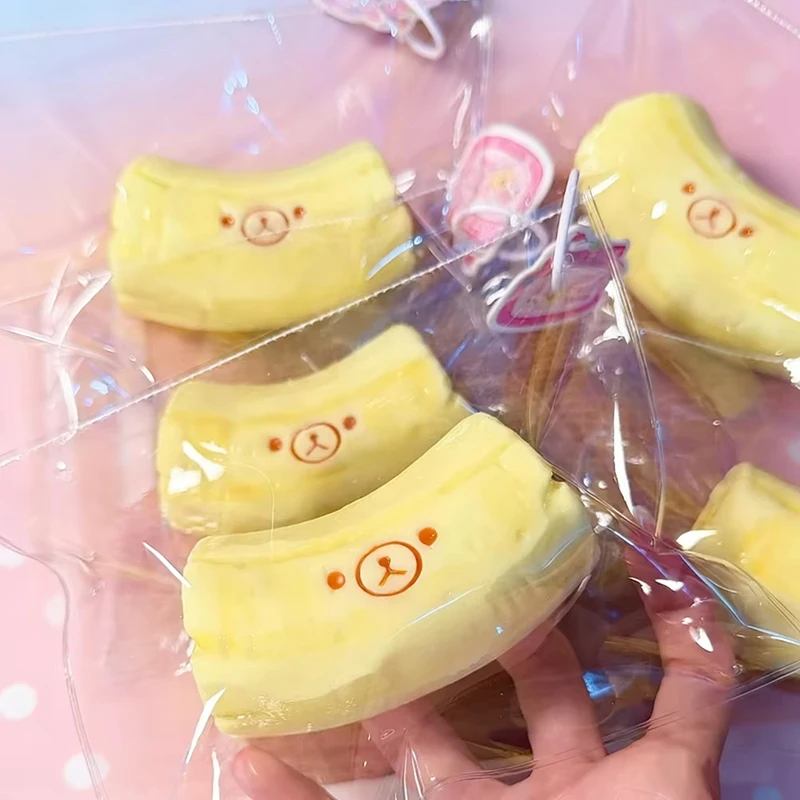 1Pc Handmade Squishy With Butter Texture Banana Bear Shaped Fidgets Toy To Relieve Stress Food Grade Silicone Hand Exercise