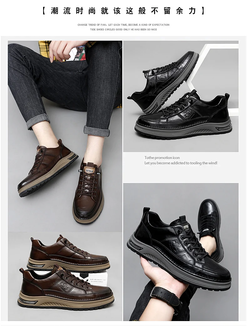 Luxuriöse Echtleder-Herrenschuhe für Business und Freizeit, Hochwertige Modische Schnürschuhe für Büro und Outdoor-Aktivitäten, Herren-Sneaker – Detail 3