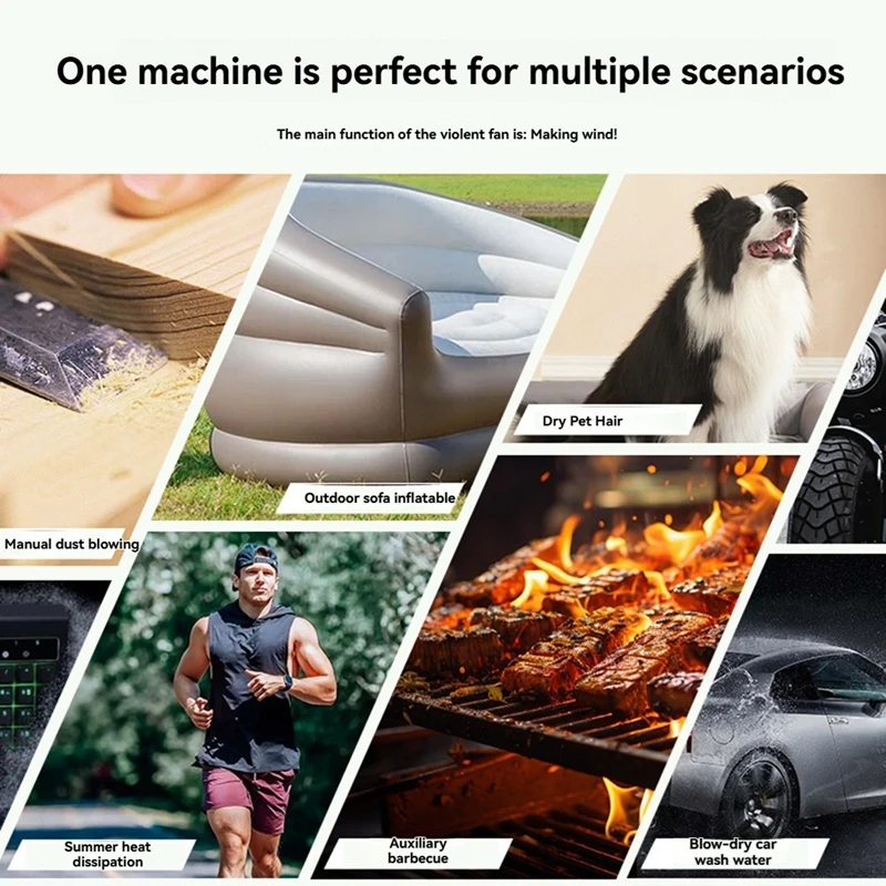 B58B-Mini Turbo Jet Fan 130000RPM Wind Speed Brushless Motor Handheld Duct Fan Turbo Jet Fan Blow Suck In One