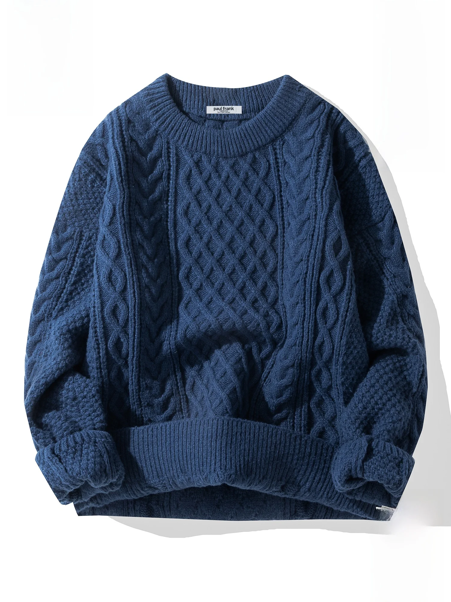 

PaulFrank Men's Fce Lined Knitwear Casual Sle round Ne Pullover Thiened Autumn Winter Warm Inner Wear Big Mouth Monkey