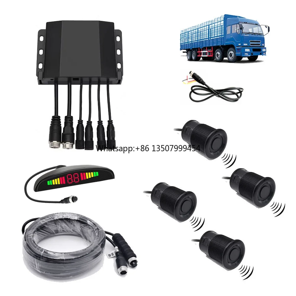 

24V Universal Heavy Duty Truck Blind Spot System Commercial Vehicle 4 Pcs Parking Sensors with Alarm for Truck BUS RV