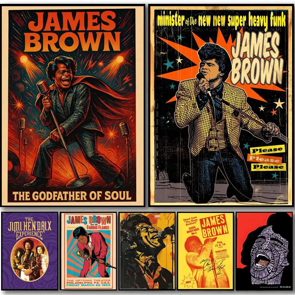 Godfather of Soul American Musician J-James Brown Poster HD art sticky wall waterproof home bedroom bar aesthetic decoration