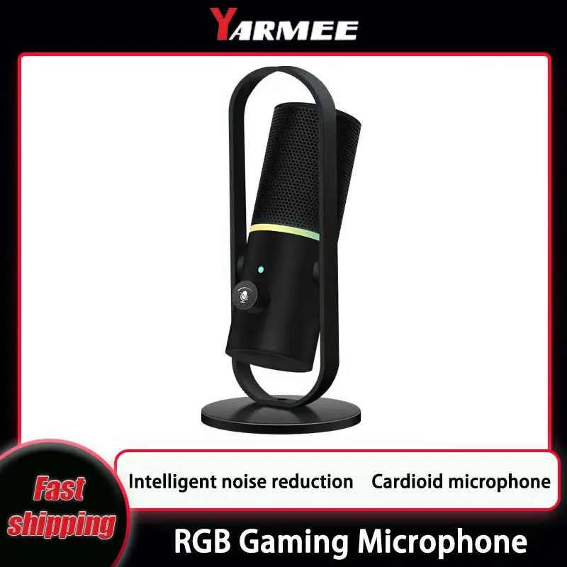 

Игровой USB-микрофон YARMEE с RGB, противоударным кронштейном, вращающимся кронштейном, подходящим для ноутбука и настольного компьютера
