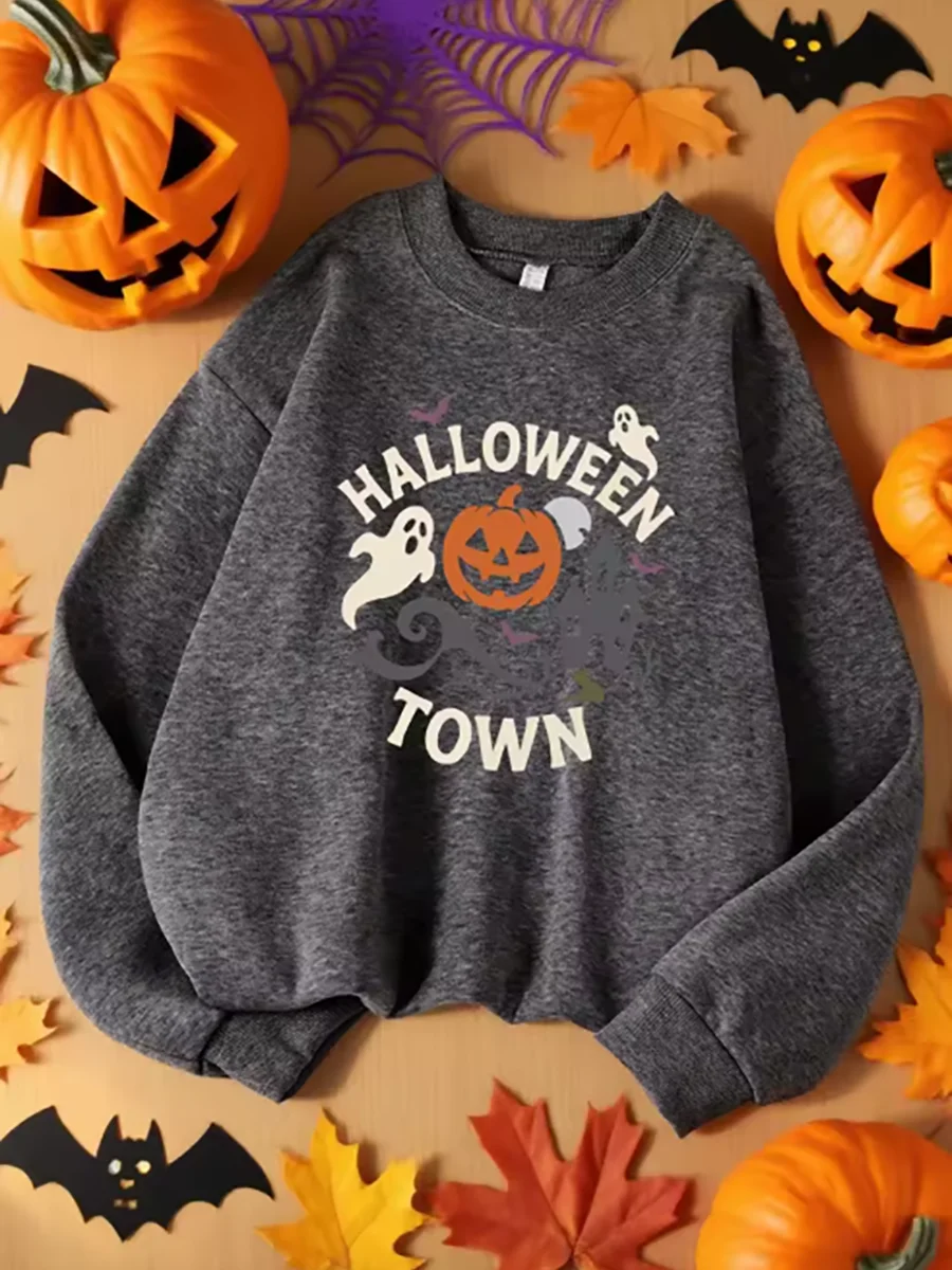 Bluza z okrągłym dekoltem, długi rękaw, nadrukowana, codzienna, ciepła, stylowa